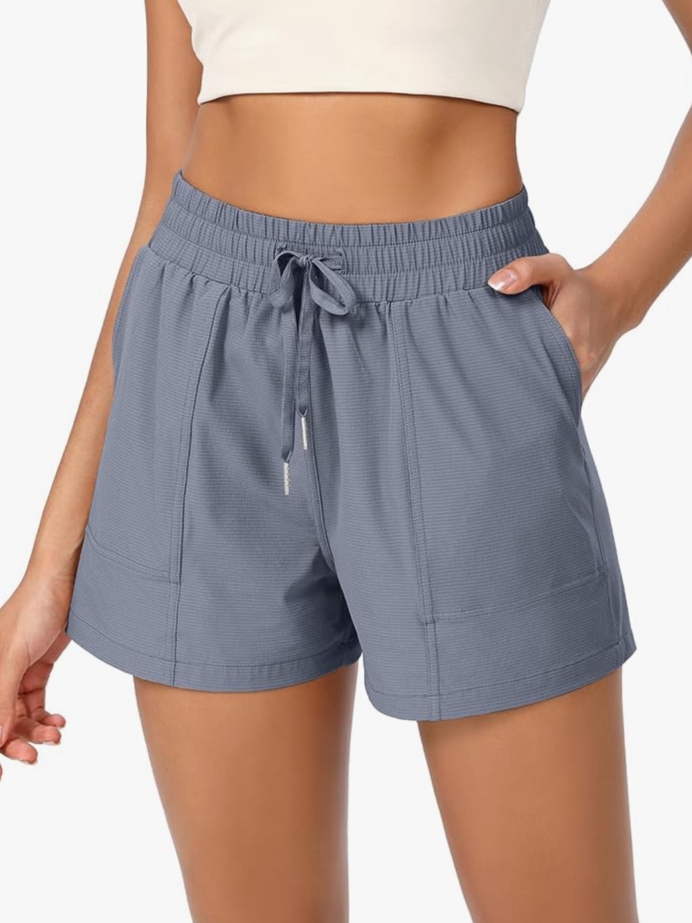 ODODOS Steel Blue Athletic Shorts with Pockets